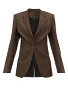 Matchesfashion.com Petar Petrov - Janis Houndstooth And Contrast Back Wool Jacket - Womens - Black Brown