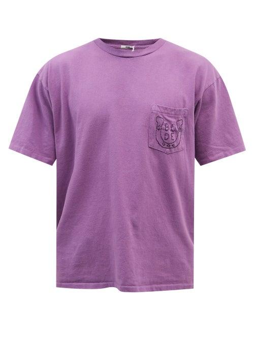 Bode - Horseshoe-stitched Cotton-jersey T-shirt - Mens - Purple