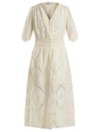 Sea Fiona Floral-embroidered Cotton Midi Dress