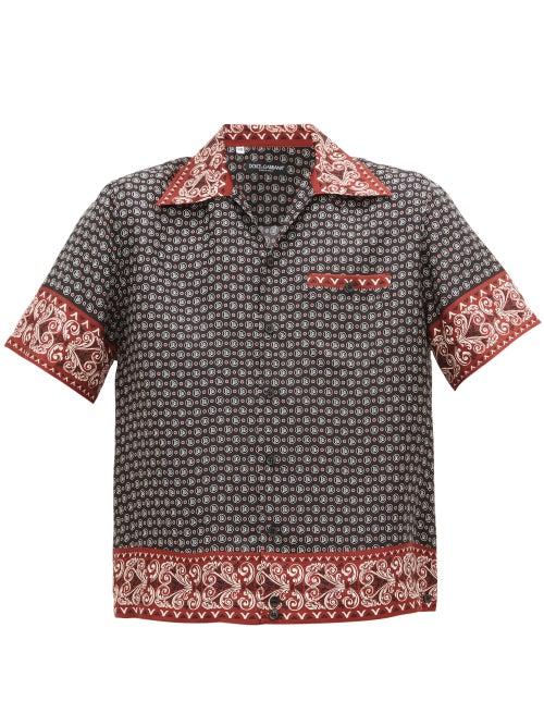 Matchesfashion.com Dolce & Gabbana - Monogram-print Silk-faille Shirt - Mens - Black Multi