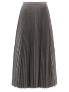 Erdem - Nesrine Pleated-twill Midi Skirt - Womens - Grey