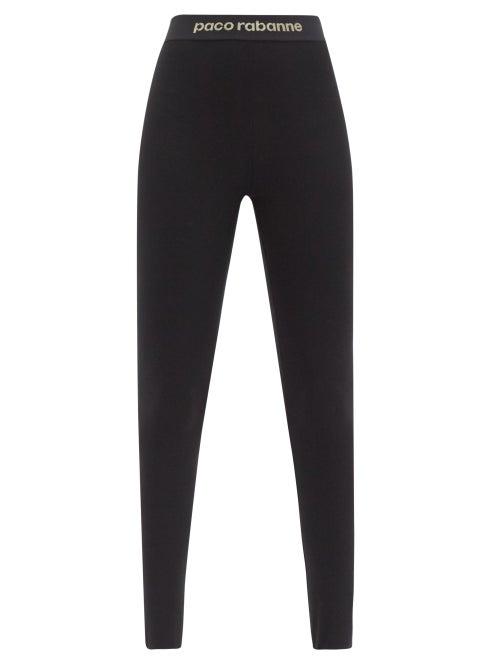 Ladies Activewear Paco Rabanne - Logo-jacquard Jersey Stirrup Leggings - Womens - Black Multi