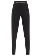Ladies Activewear Paco Rabanne - Logo-jacquard Jersey Stirrup Leggings - Womens - Black Multi