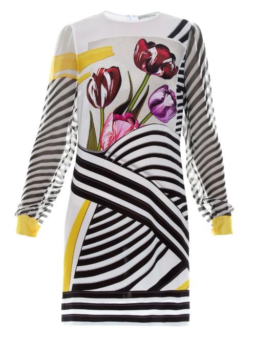 Mary Katrantzou Christie Tulip Stripe-print Chiffon Dress