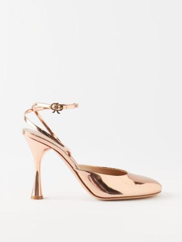 Gianvito Rossi - Lulu 95 Mirrored-leather Pumps - Womens - Pink