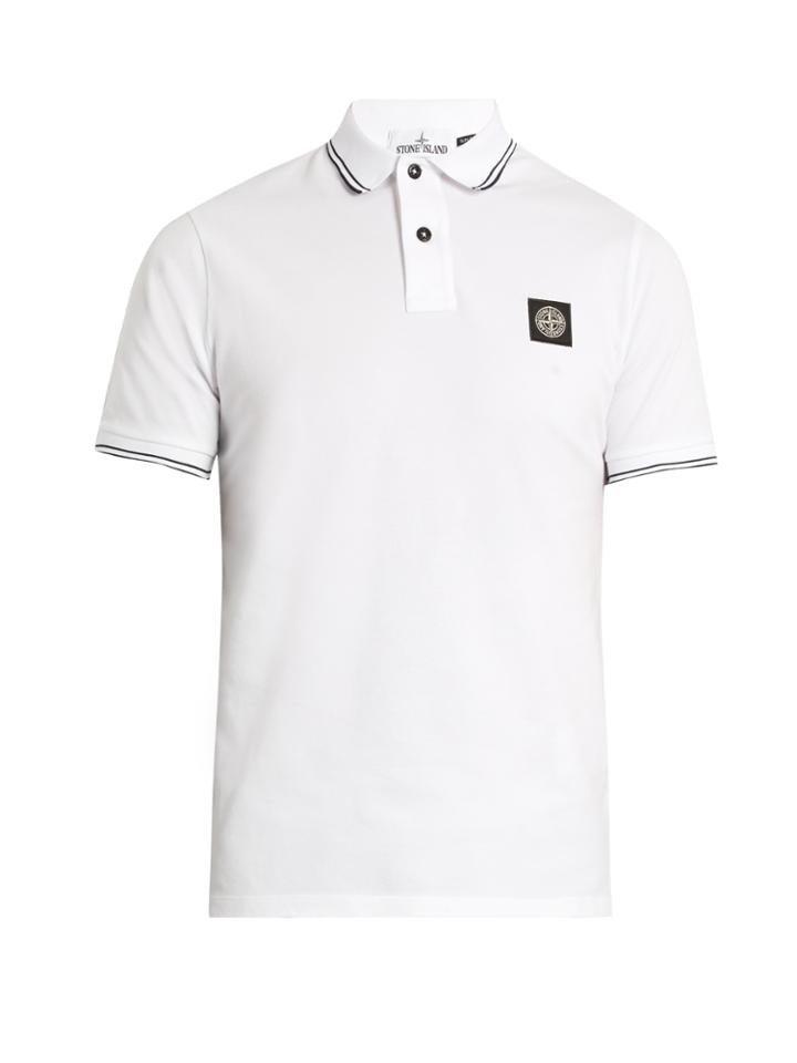 Stone Island Logo-patch Stretch-cotton Polo Shirt