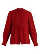 Matchesfashion.com A.p.c. - Caroussel Stand Collar Striped Crepe Top - Womens - Red