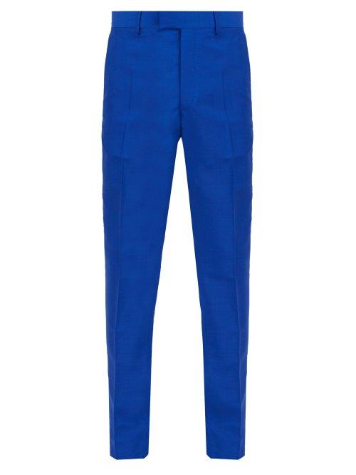 Matchesfashion.com Calvin Klein 205w39nyc - Side Stripe Slim Leg Mohair Blend Trousers - Mens - Blue
