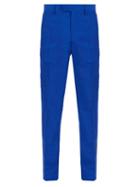 Matchesfashion.com Calvin Klein 205w39nyc - Side Stripe Slim Leg Mohair Blend Trousers - Mens - Blue