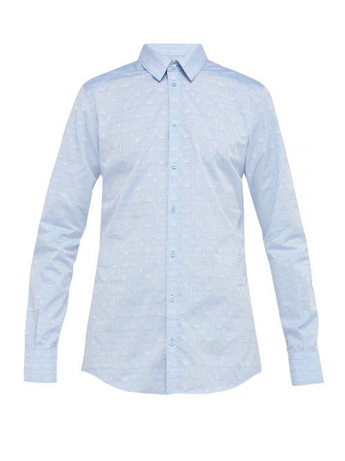 Matchesfashion.com Dolce & Gabbana - Gold Fit Cotton Poplin Shirt - Mens - Light Blue