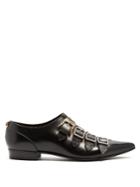 Gucci Buckle-fastening Point-toe Leather Shoes