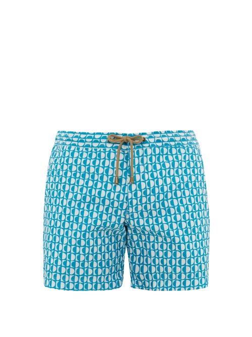 Matchesfashion.com Thorsun - Luna Geometric Print Swim Shorts - Mens - Blue Multi