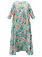La Doublej - Floral-print Silk Kaftan Dress - Womens - Multi