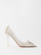 Amina Muaddi - Begum 95 Crystal-embellished Pvc Slingback Pumps - Womens - White