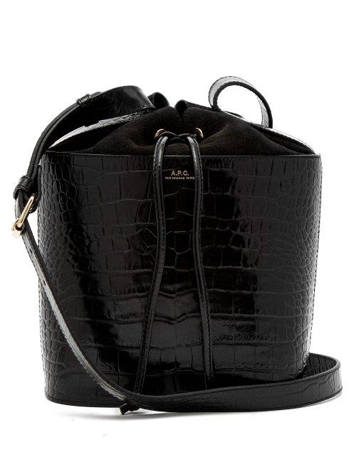 Matchesfashion.com A.p.c. - Clara Crocodile Effect Leather Bucket Bag - Womens - Black