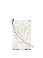 Matchesfashion.com Valentino Garavani - Atelier Petal-embellished Leather Crossbody Pouch - Womens - Ivory
