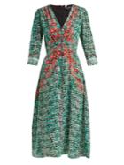 Saloni Eve Seaweed-printed Silk Crepe De Chine Dress