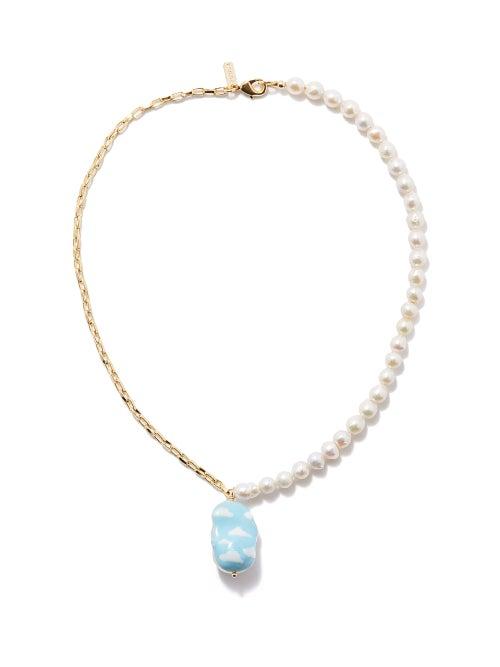Joolz By Martha Calvo - Sky's The Limit Pearl & 14kt Gold-plated Necklace - Womens - Blue Multi
