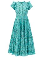 Matchesfashion.com Cefinn - Sawyer Floral-print Organic-cotton Midi Dress - Womens - Green