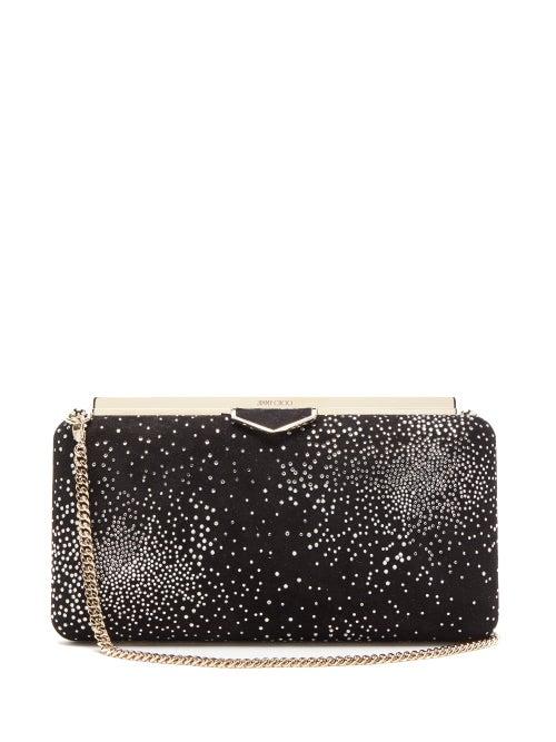 Matchesfashion.com Jimmy Choo - Ellipse Crystal Embellished Suede Clutch - Womens - Black Multi