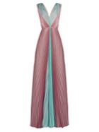 Luisa Beccaria V-neck Pleated Chiffon Dress