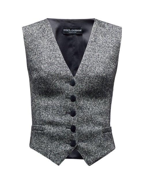 Matchesfashion.com Dolce & Gabbana - Single Breasted Waistcoat - Womens - Grey Multi