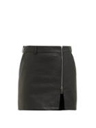 Matchesfashion.com Burberry - Zip Front Leather Miniskirt - Womens - Black