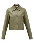 Matchesfashion.com Loewe - Cropped Leather Jacket - Womens - Khaki