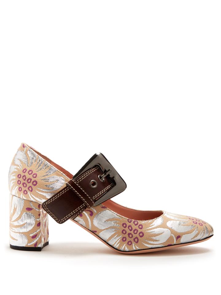 Rochas Mary-jane Floral-brocade Pumps