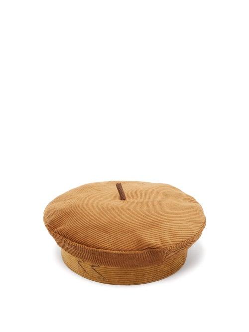 Matchesfashion.com Ruslan Baginskiy - Velvet Corduroy Beret - Womens - Brown