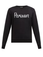 Matchesfashion.com Maison Kitsun - Parisien-print Cotton Sweatshirt - Mens - Black