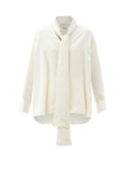 Matchesfashion.com Loewe - Anagram-scarf Silk Blouse - Womens - Cream