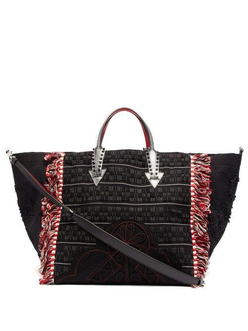 Matchesfashion.com Christian Louboutin - Portugalcaba Woven Fringed Tote Bag - Womens - Black Multi