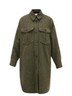 Matchesfashion.com Isabel Marant Toile - Obira Herringbone Virgin-wool Coat - Womens - Green