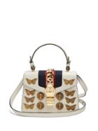 Matchesfashion.com Gucci - Sylvie Mini Embellished Leather Shoulder Bag - Womens - White Gold
