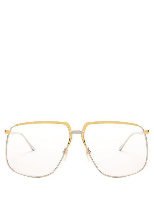 Matchesfashion.com Gucci - Oversized Metal Glasses - Womens - Gold