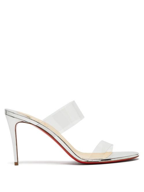 Matchesfashion.com Christian Louboutin - Just Nothing 85 Plexi Strap Leather Sandals - Womens - Silver