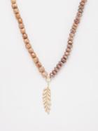 Sydney Evan - Feather Diamond, Labradorite & 14kt Gold Necklace - Womens - Brown Gold