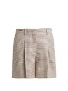 Matchesfashion.com Fendi - Checked Wool Blend Shorts - Womens - Pink Print