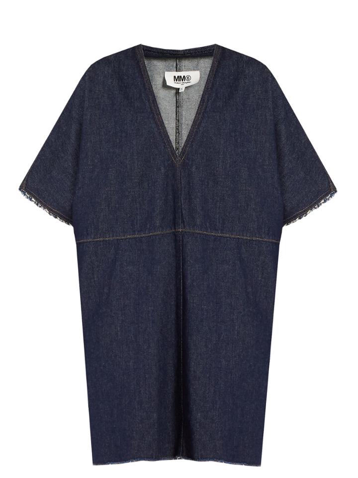 Mm6 By Maison Margiela V-neck Frayed-edge Denim Dress