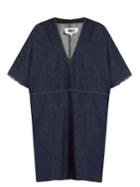 Mm6 By Maison Margiela V-neck Frayed-edge Denim Dress