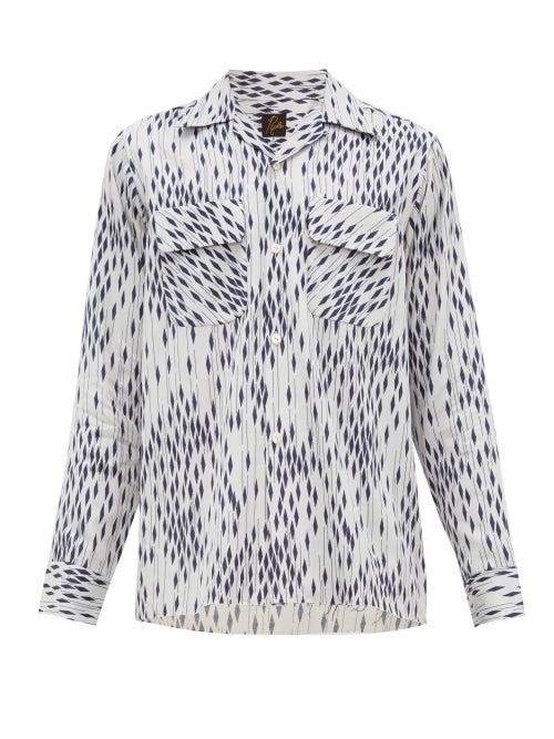 Matchesfashion.com Needles - Geometric Print Technical Faille Shirt - Mens - Blue White