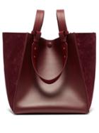 Matchesfashion.com Sophie Hulme - Cube Leather And Suede Tote Bag - Womens - Burgundy