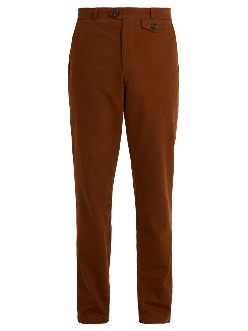 Matchesfashion.com Oliver Spencer - Fishtail Cotton Blend Trousers - Mens - Brown