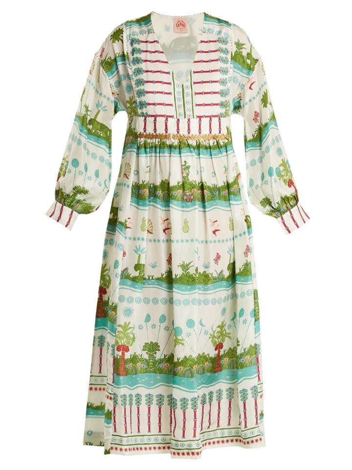Le Sirenuse, Positano Calista Eden-print V-neck Silk Dress