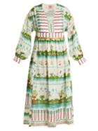 Le Sirenuse, Positano Calista Eden-print V-neck Silk Dress