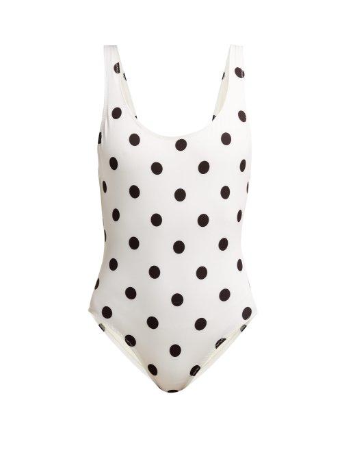 Matchesfashion.com Solid & Striped - Anne Marie Polka Dot Swimsuit - Womens - White Black