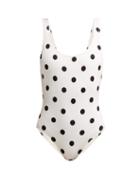 Matchesfashion.com Solid & Striped - Anne Marie Polka Dot Swimsuit - Womens - White Black
