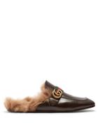 Matchesfashion.com Gucci - Princetown Shearling Lined Leather Loafers - Mens - Brown Multi