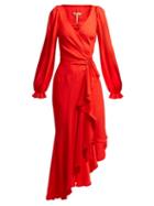 Matchesfashion.com Maria Lucia Hohan - Eliana Asymmetric Crepe Wrap Dress - Womens - Red
